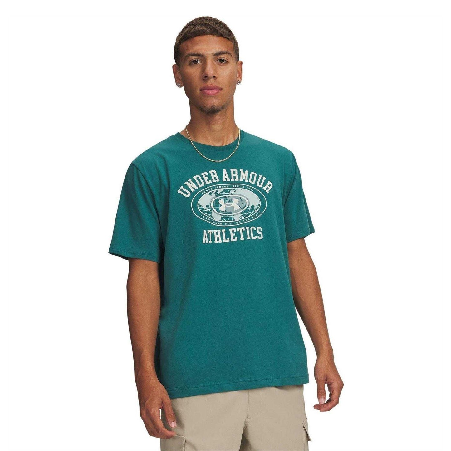 Green-White - Front - Under Armour Mens Logo Athletic T-Shirt