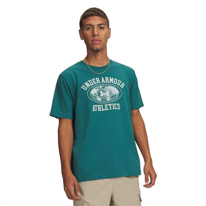 Green-White - Front - Under Armour Mens Logo Athletic T-Shirt