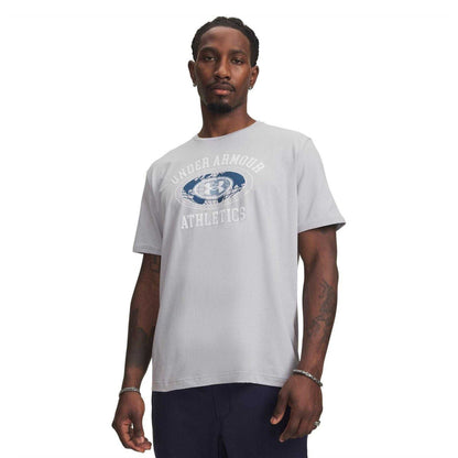 Grey-White - Front - Under Armour Mens Logo Athletic T-Shirt