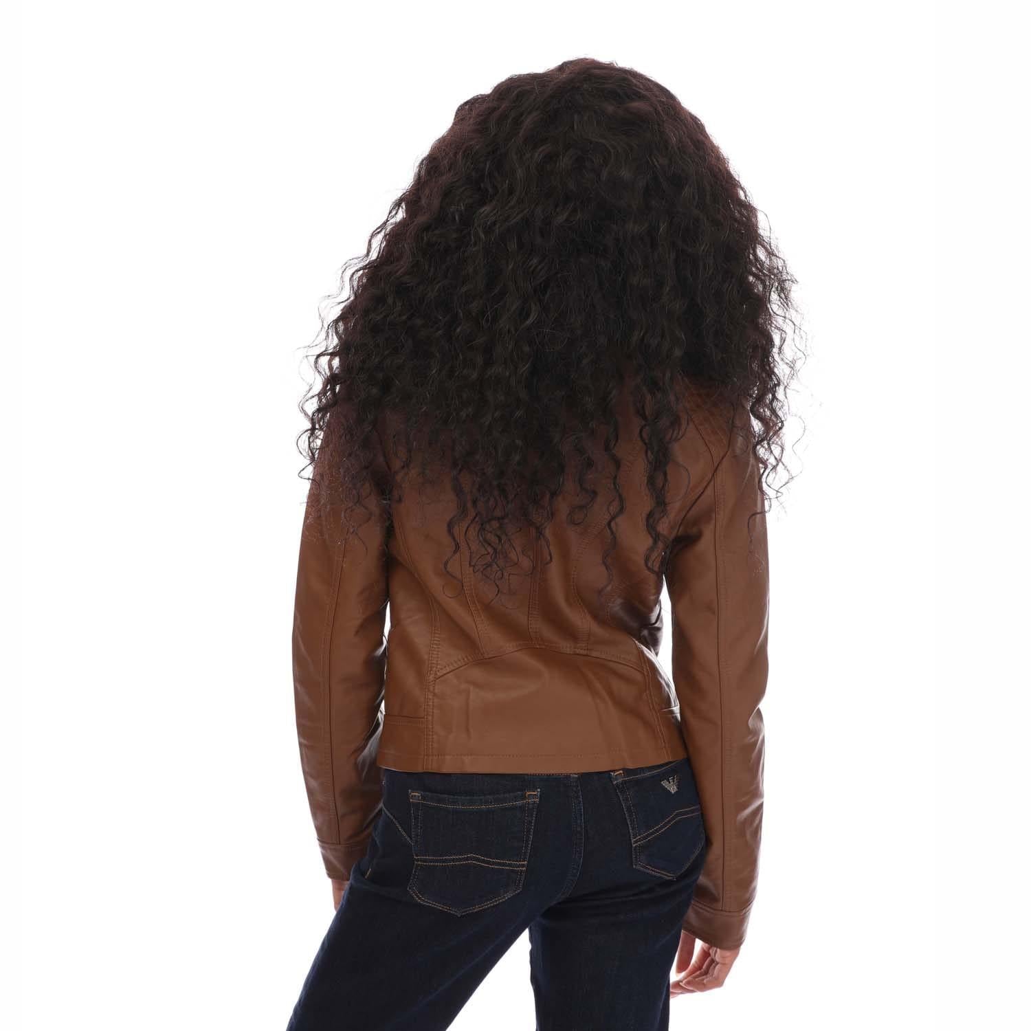 Cognac - Back - Vero Moda Womens-Ladies Favodona Faux Leather Jacket