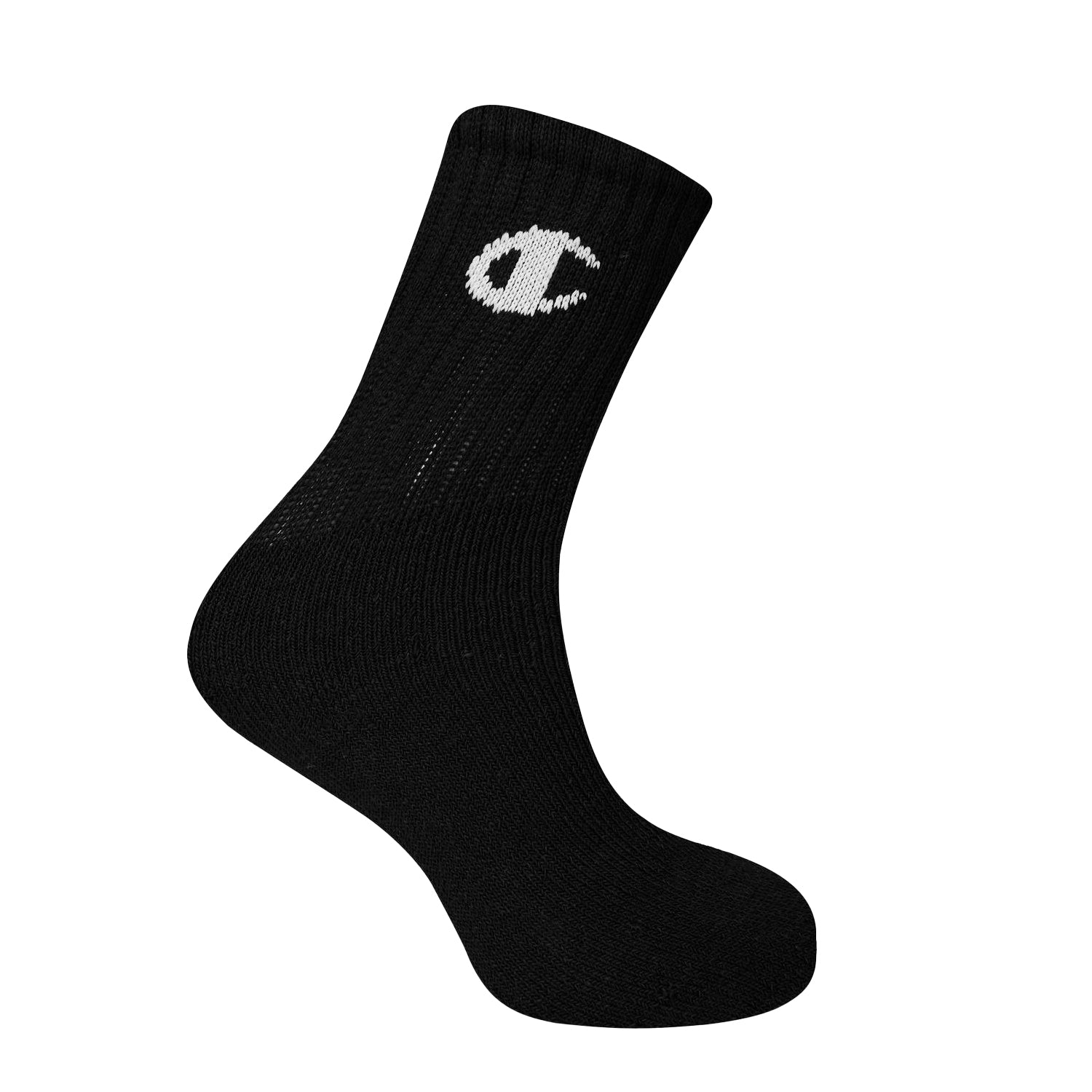 Grey-White-Black - Side - Champion Childrens-Kids Crew Socks (Pack of 3)