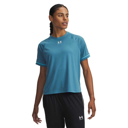 Blue-White - Front - Under Armour Womens-Ladies Logo Boxy T-Shirt