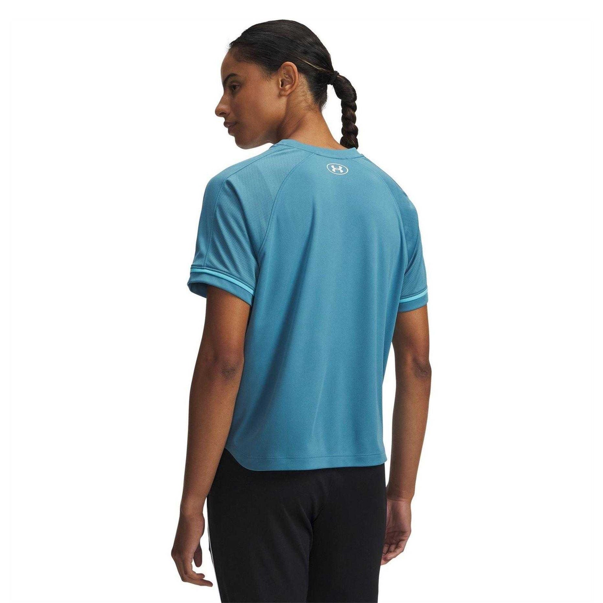 Blue-White - Back - Under Armour Womens-Ladies Logo Boxy T-Shirt