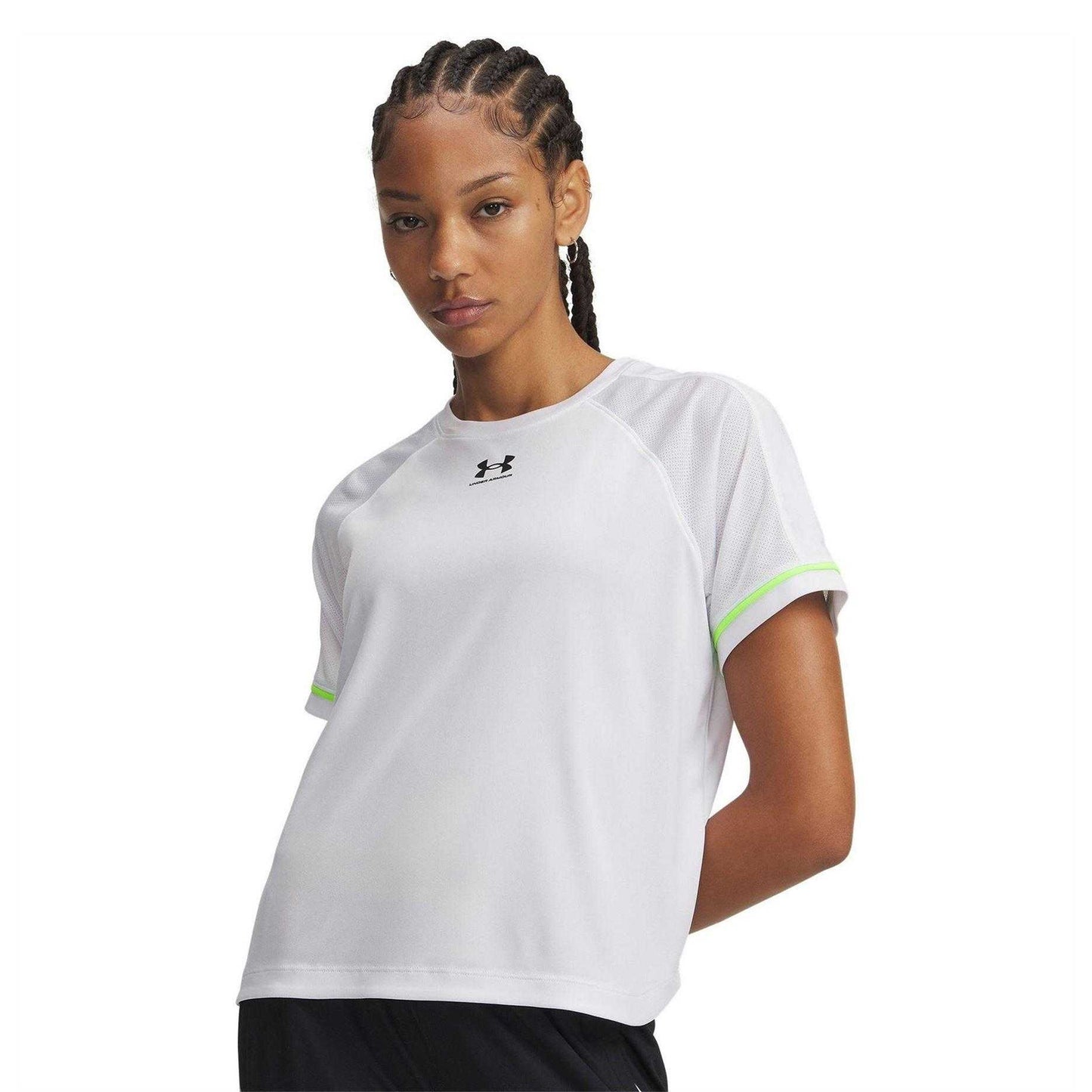 White-Black - Front - Under Armour Womens-Ladies Logo Boxy T-Shirt