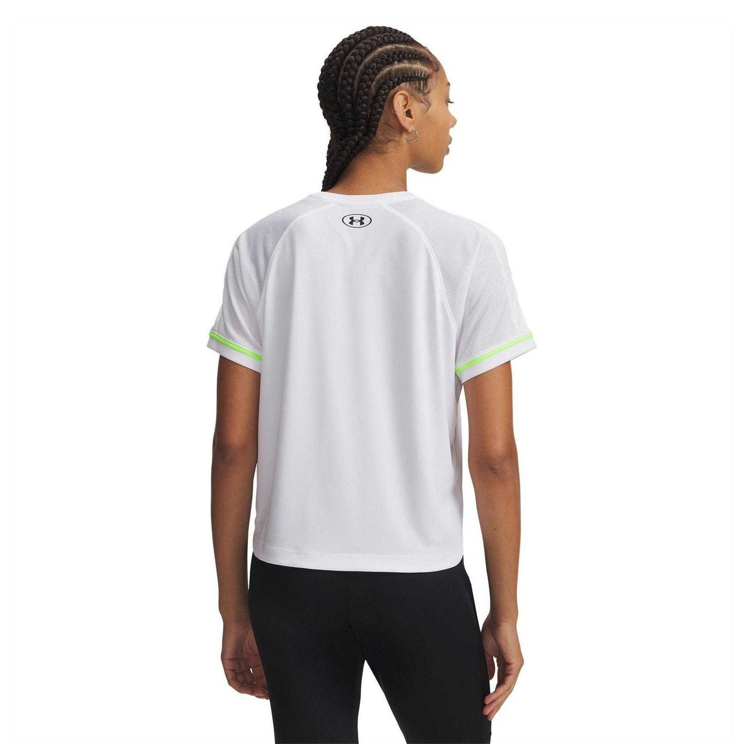 White-Black - Back - Under Armour Womens-Ladies Logo Boxy T-Shirt