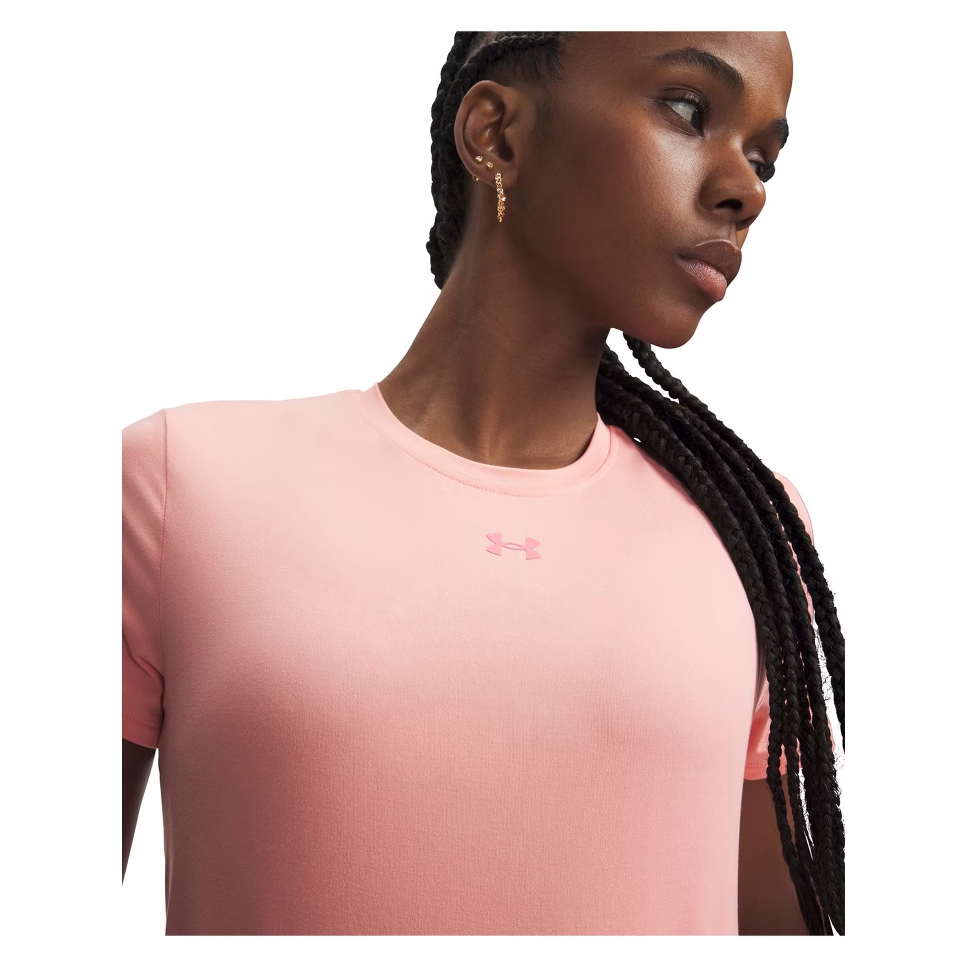 Pink - Side - Under Armour Womens-Ladies Vanish Logo T-Shirt