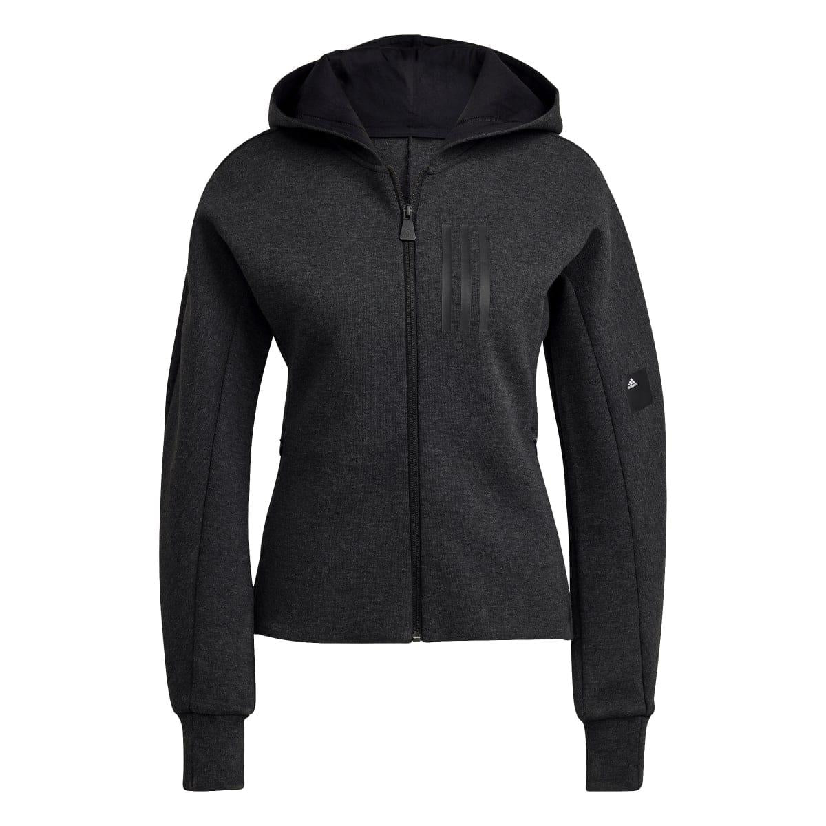 Black Marl - Front - Adidas Womens-Ladies Mission Victory Slim Full Zip Hoodie