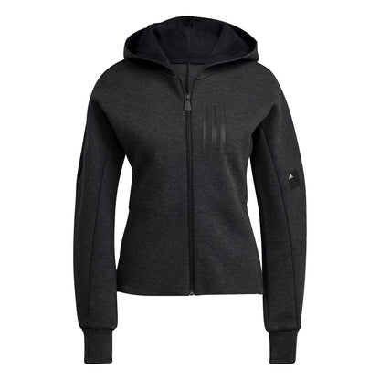 Black Marl - Front - Adidas Womens-Ladies Mission Victory Slim Full Zip Hoodie