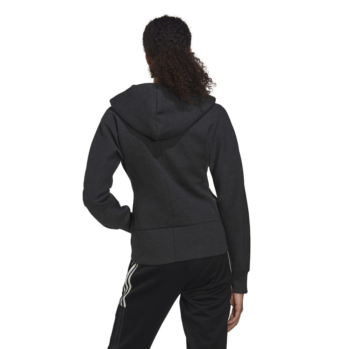 Black Marl - Back - Adidas Womens-Ladies Mission Victory Slim Full Zip Hoodie