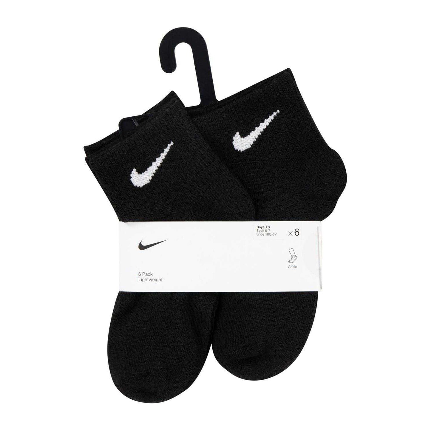 Black - Back - Nike Childrens-Kids Logo Ankle Socks (Pack of 6)