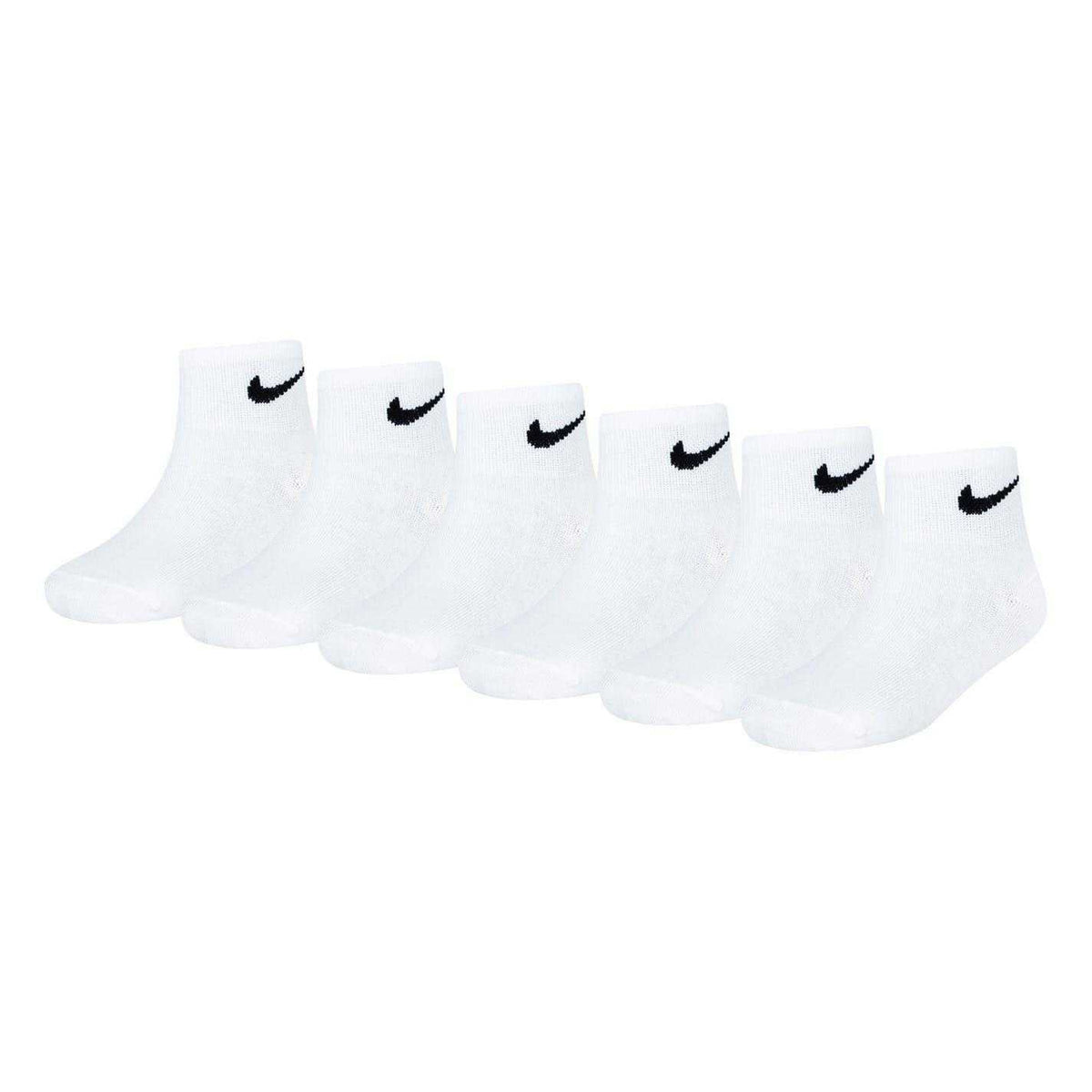 White - Front - Nike Childrens-Kids Logo Ankle Socks (Pack of 6)