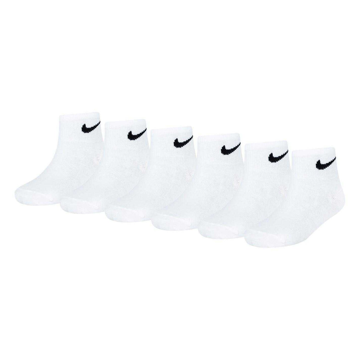 White - Front - Nike Childrens-Kids Logo Ankle Socks (Pack of 6)