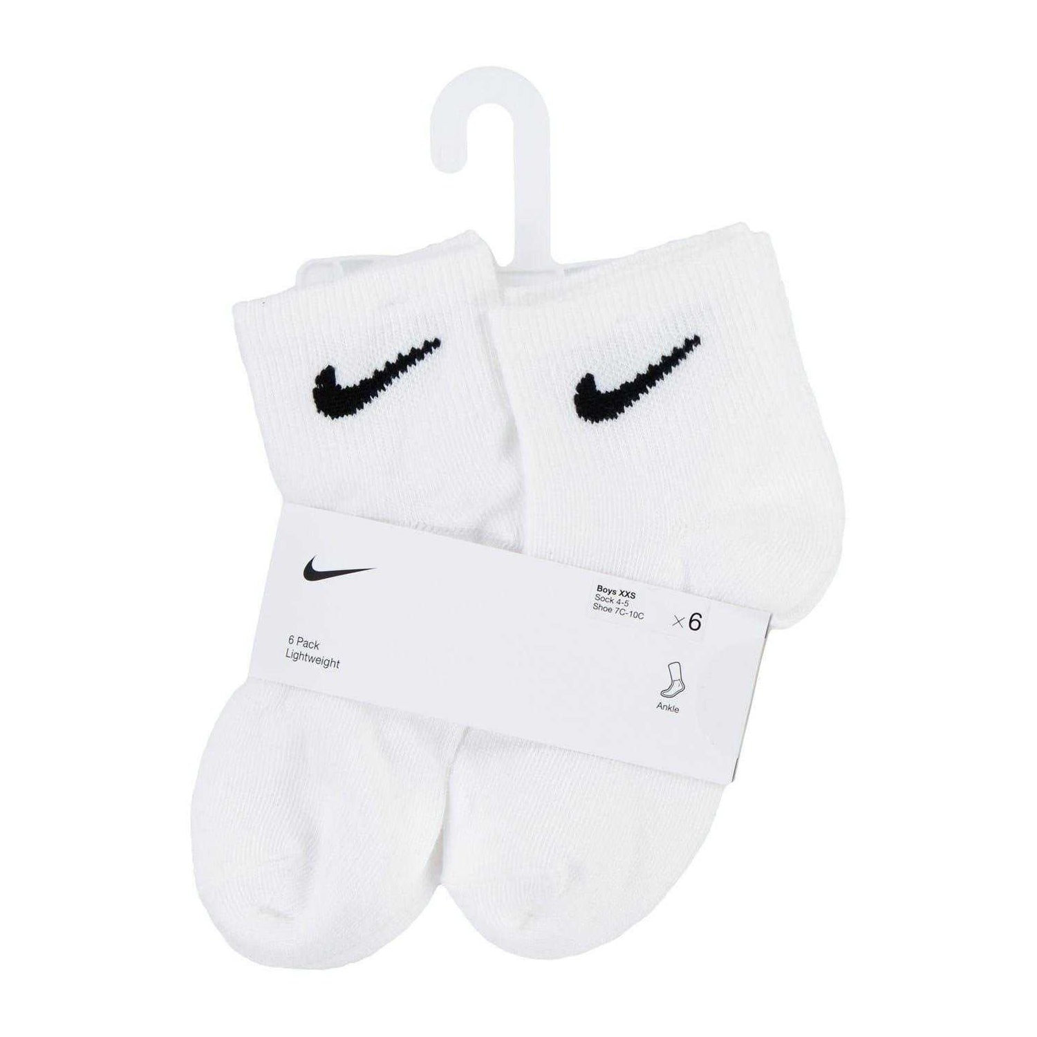 White - Back - Nike Childrens-Kids Logo Ankle Socks (Pack of 6)