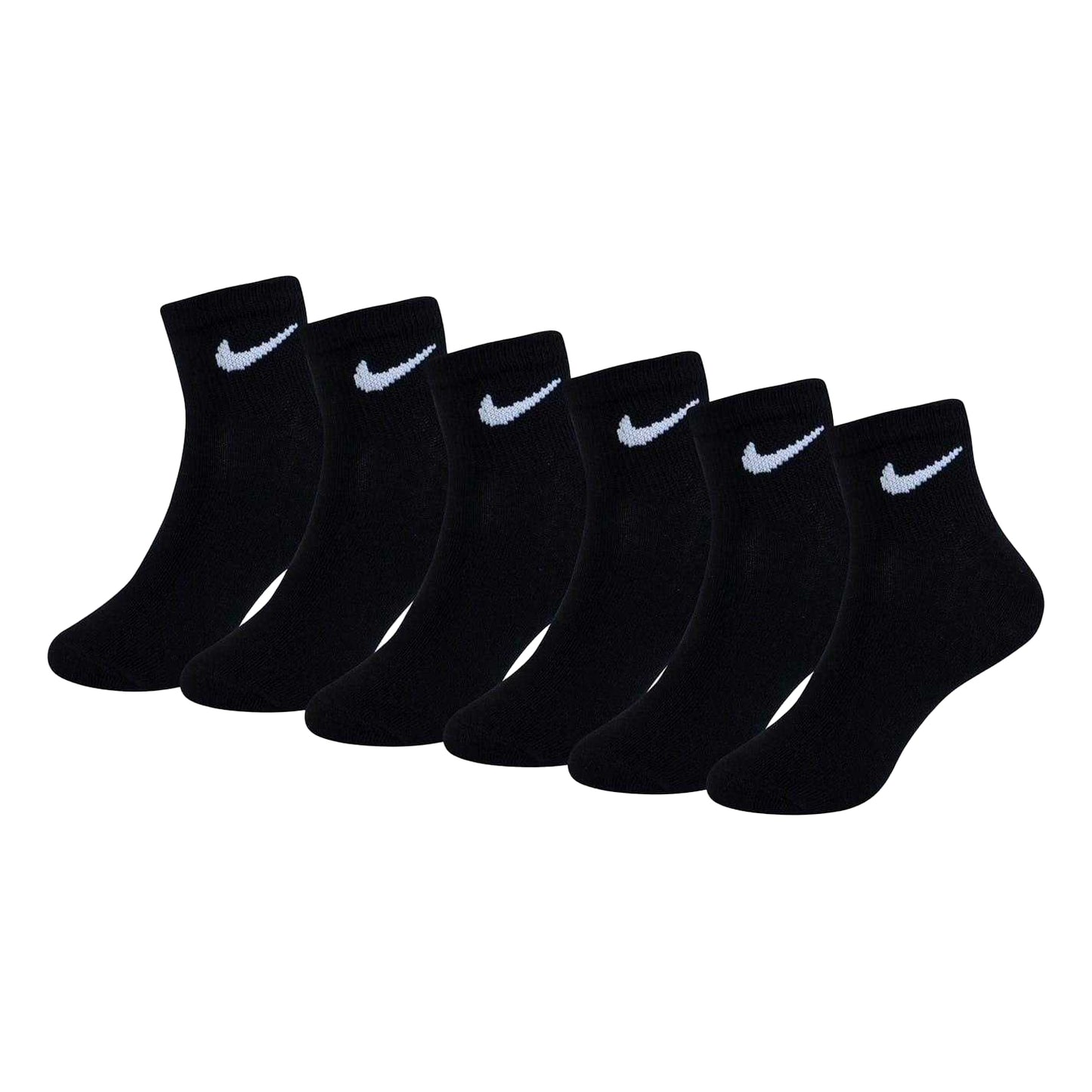 Black - Front - Nike Childrens-Kids Logo Ankle Socks (Pack of 6)