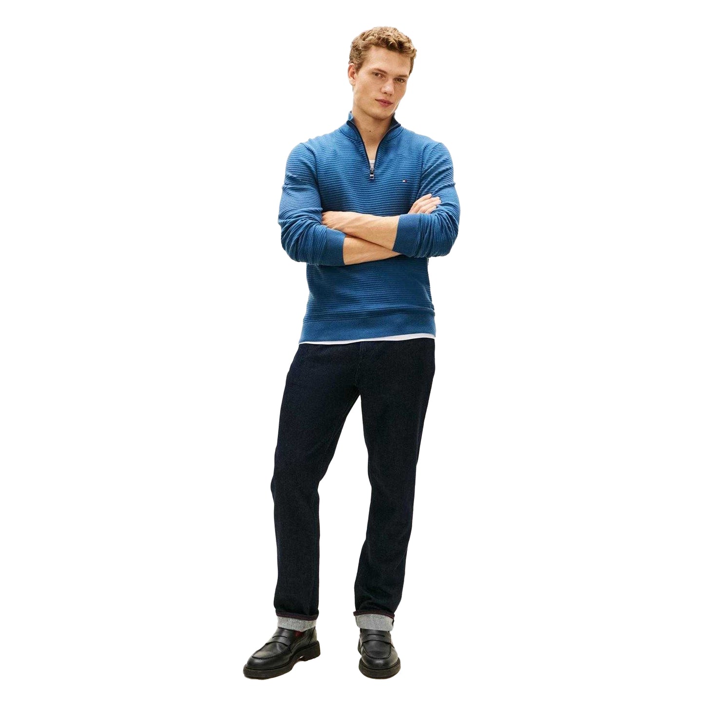 Aegean Sea - Lifestyle - Tommy Hilfiger Mens Zip Neck Regular Jumper