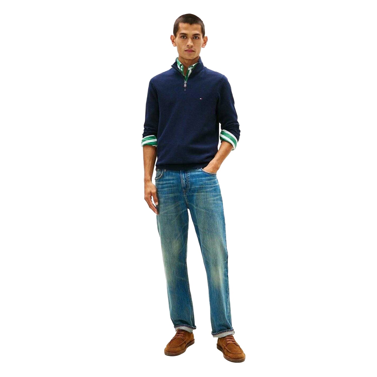 Dark Navy - Lifestyle - Tommy Hilfiger Mens Zip Neck Regular Jumper