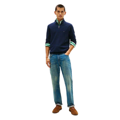 Dark Navy - Lifestyle - Tommy Hilfiger Mens Zip Neck Regular Jumper