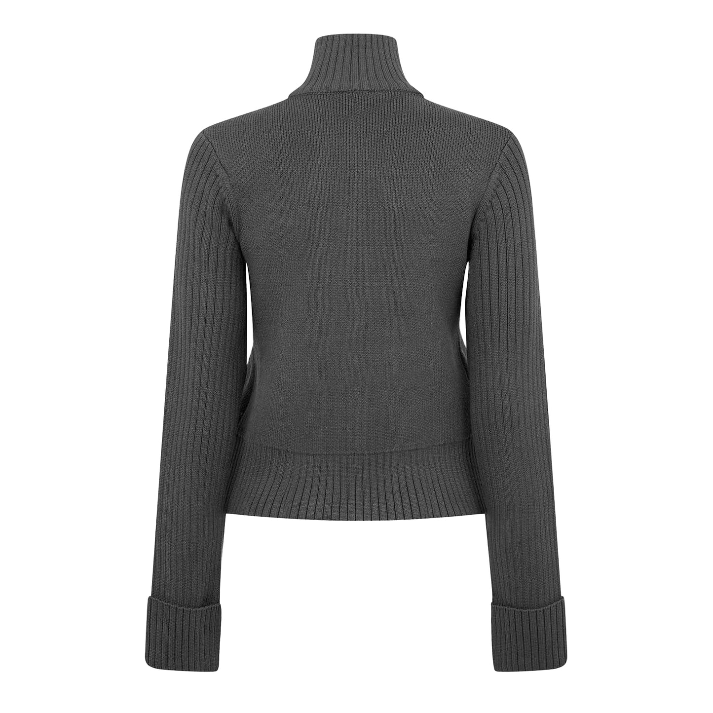 Black - Back - Kangol Womens-Ladies Turtle Neck Cardigan