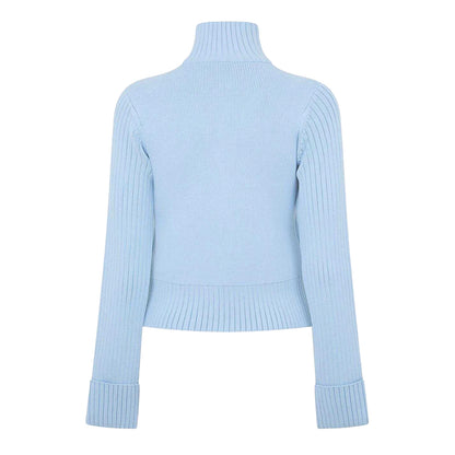 Blue - Back - Kangol Womens-Ladies Turtle Neck Cardigan