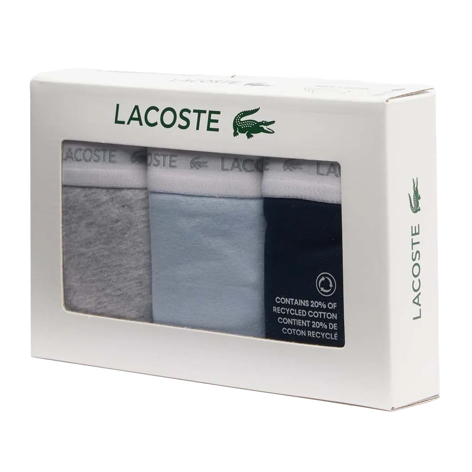 Blue-Grey-Black - Back - Lacoste Mens Cotton Stretch Briefs (Pack of 3)