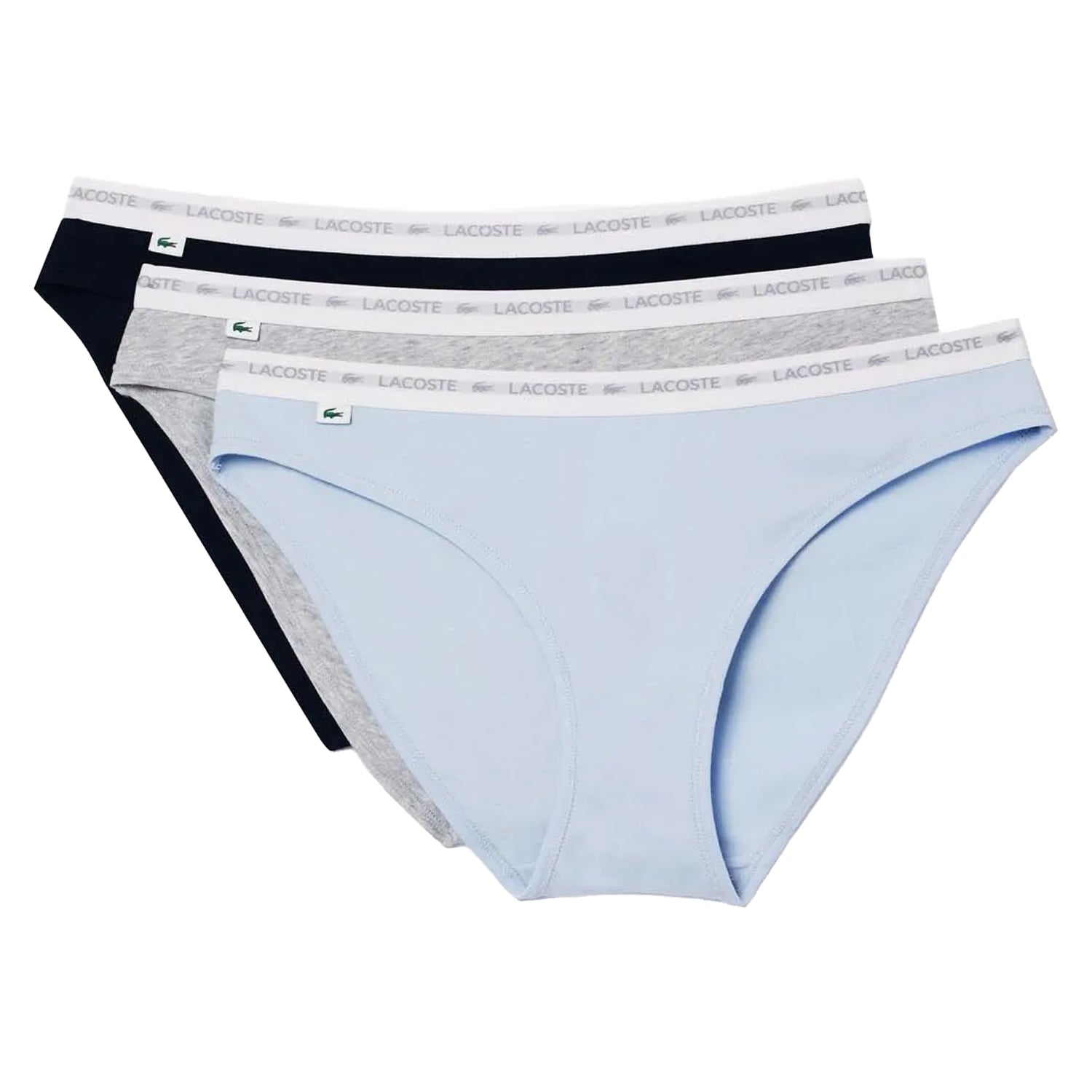 Blue-Grey-Black - Front - Lacoste Mens Cotton Stretch Briefs (Pack of 3)