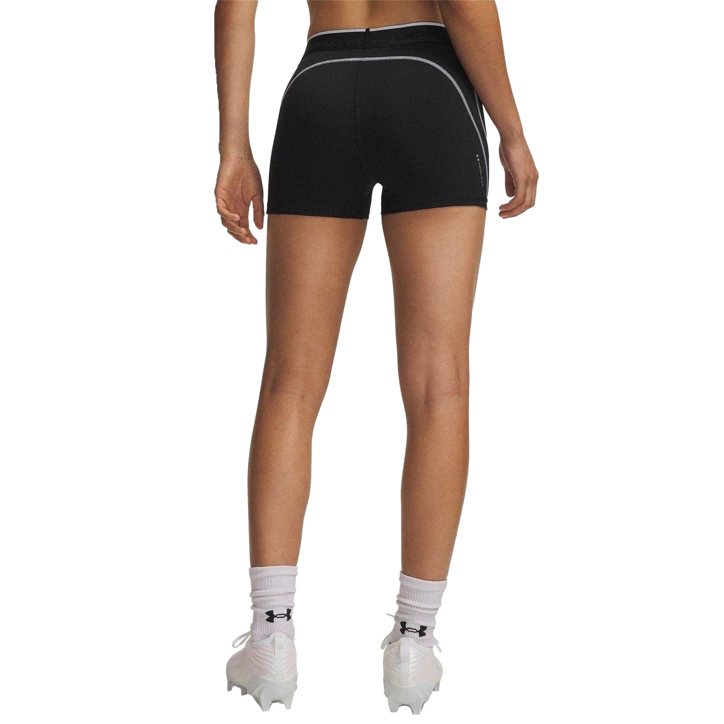 Black - Back - Under Armour Womens-Ladies Elite Lightweight Training Compression Shorts