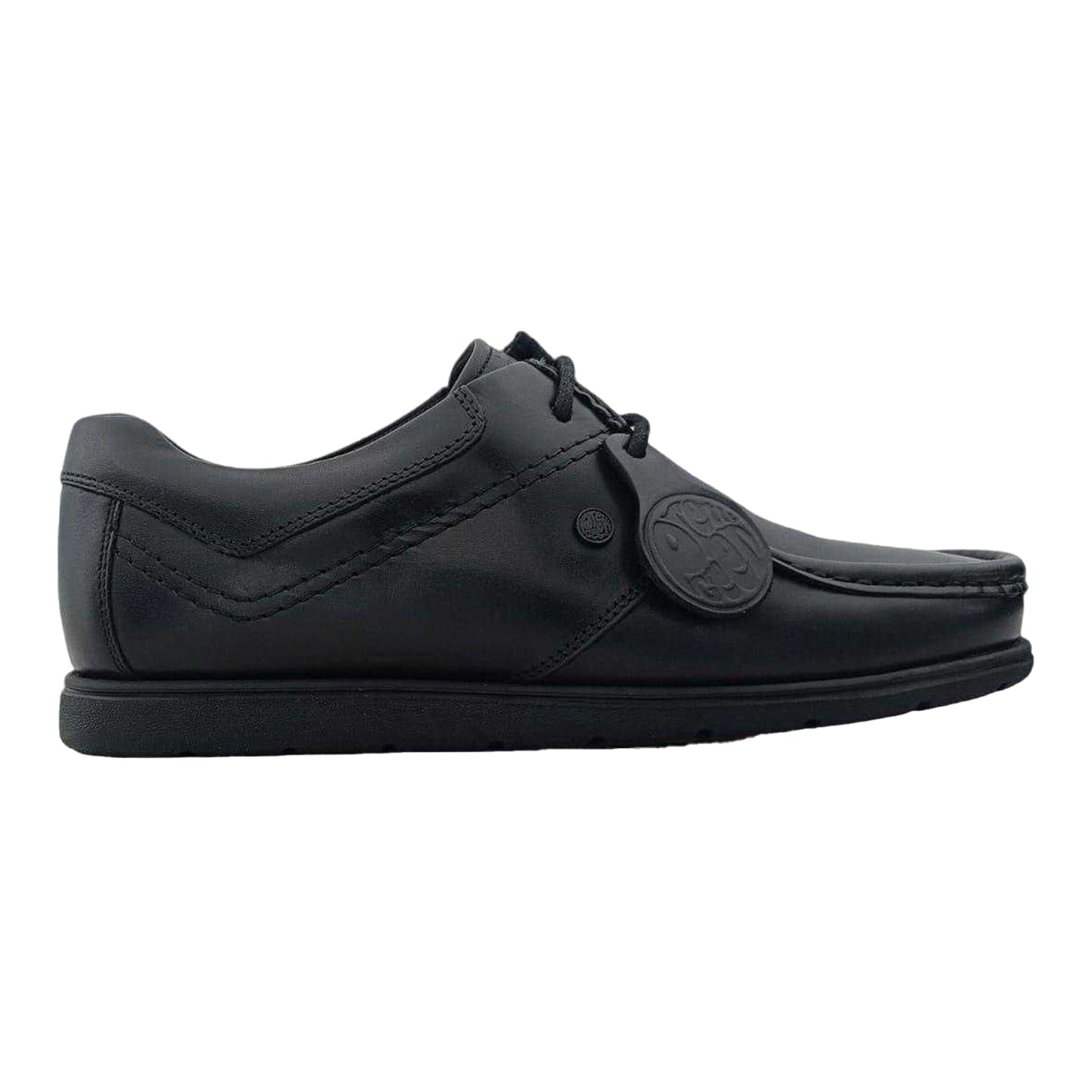 Black - Back - Pretty Green Mens Leather Work Flat Shoes