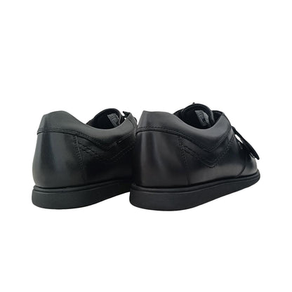 Black - Side - Pretty Green Mens Leather Work Flat Shoes