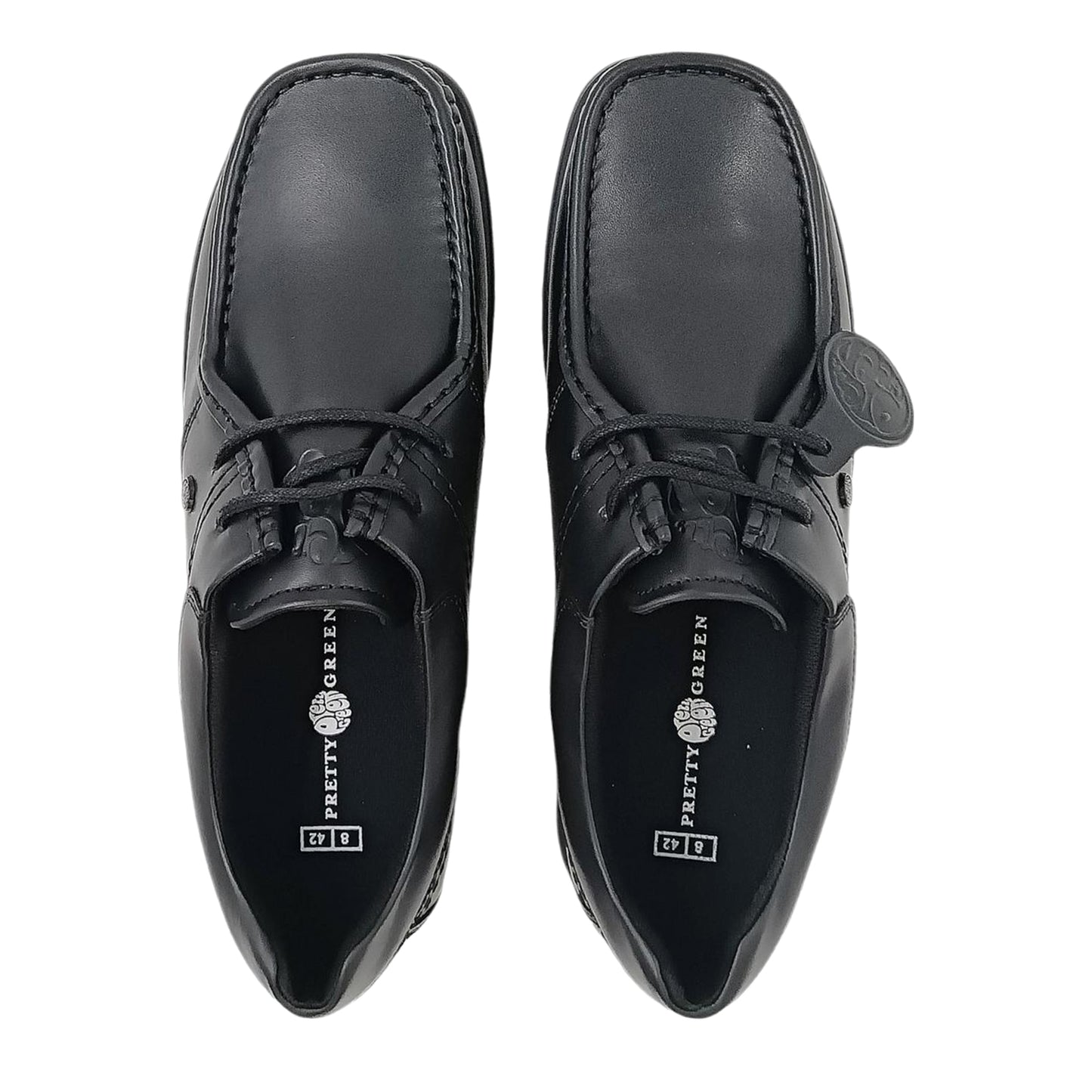 Black - Pack Shot - Pretty Green Mens Leather Work Flat Shoes