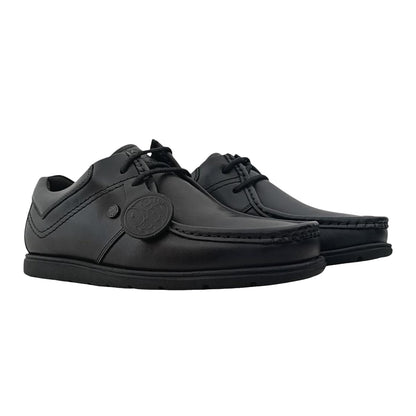 Black - Front - Pretty Green Mens Leather Work Flat Shoes