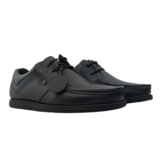 Black - Front - Pretty Green Mens Leather Work Flat Shoes