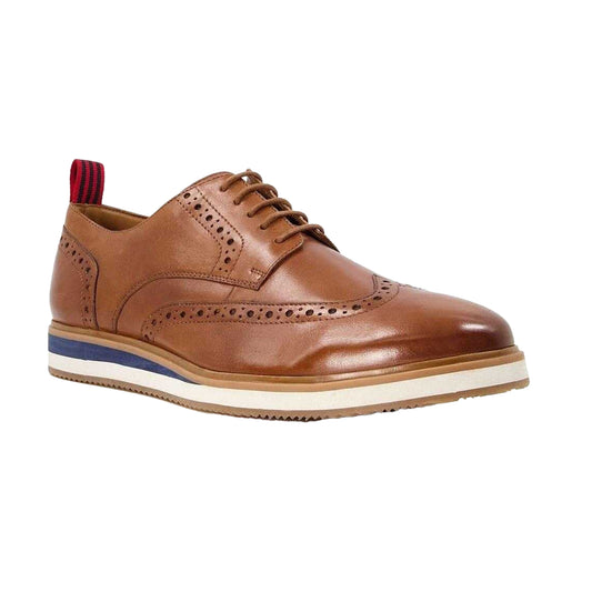 Tan - Front - Dune London Mens Nubuck Brogues