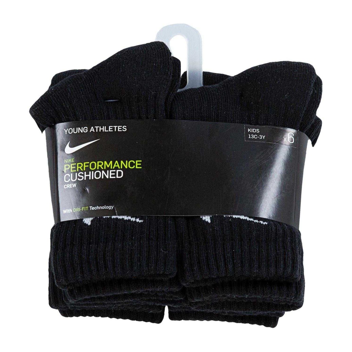 Black - Side - Nike Childrens-Kids Crew Socks (Pack of 6)
