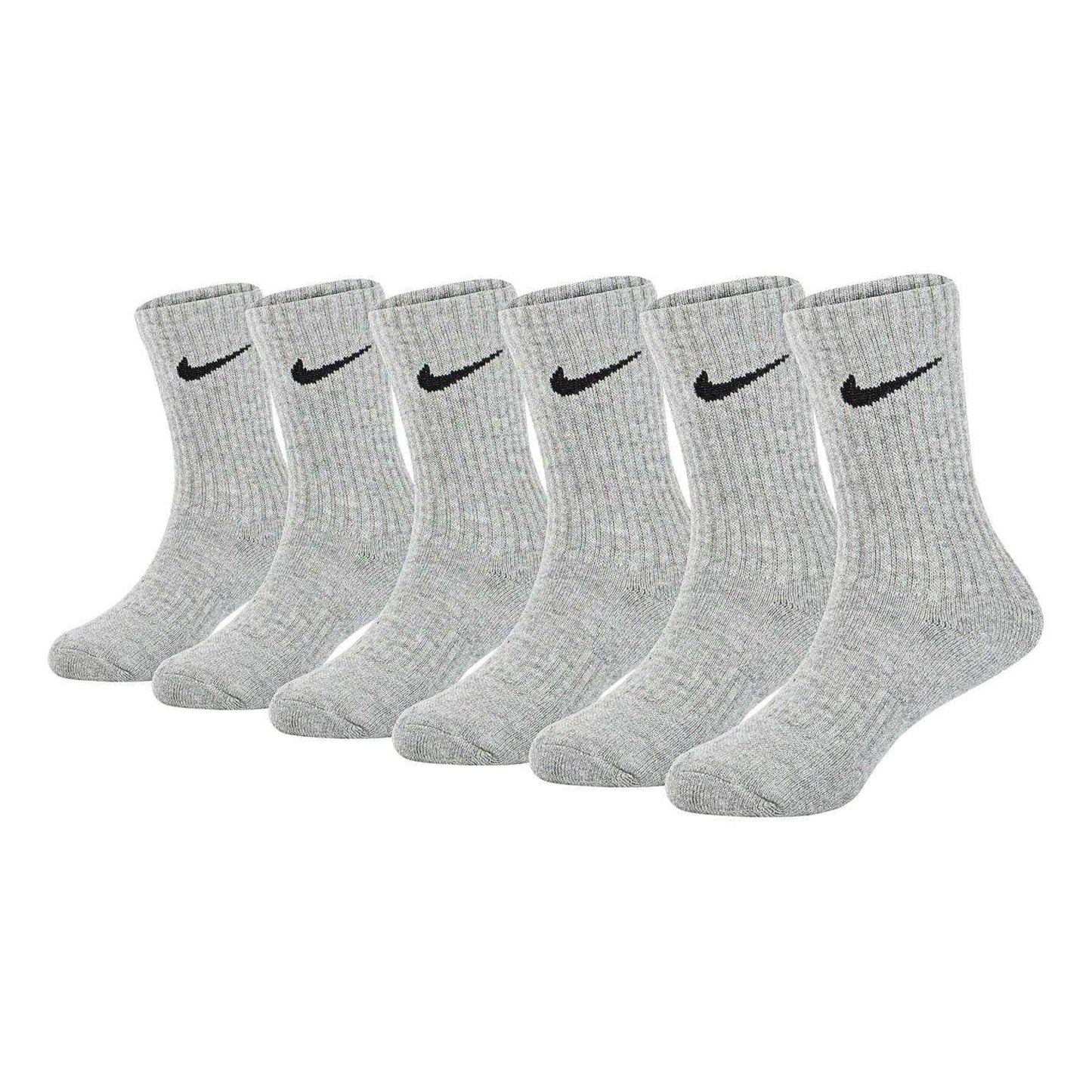 Dark Grey Heather - Front - Nike Childrens-Kids Crew Socks (Pack of 6)