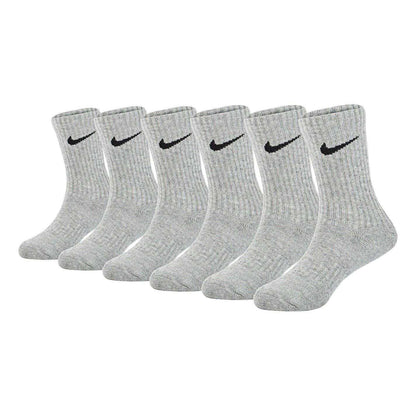 Dark Grey Heather - Front - Nike Childrens-Kids Crew Socks (Pack of 6)
