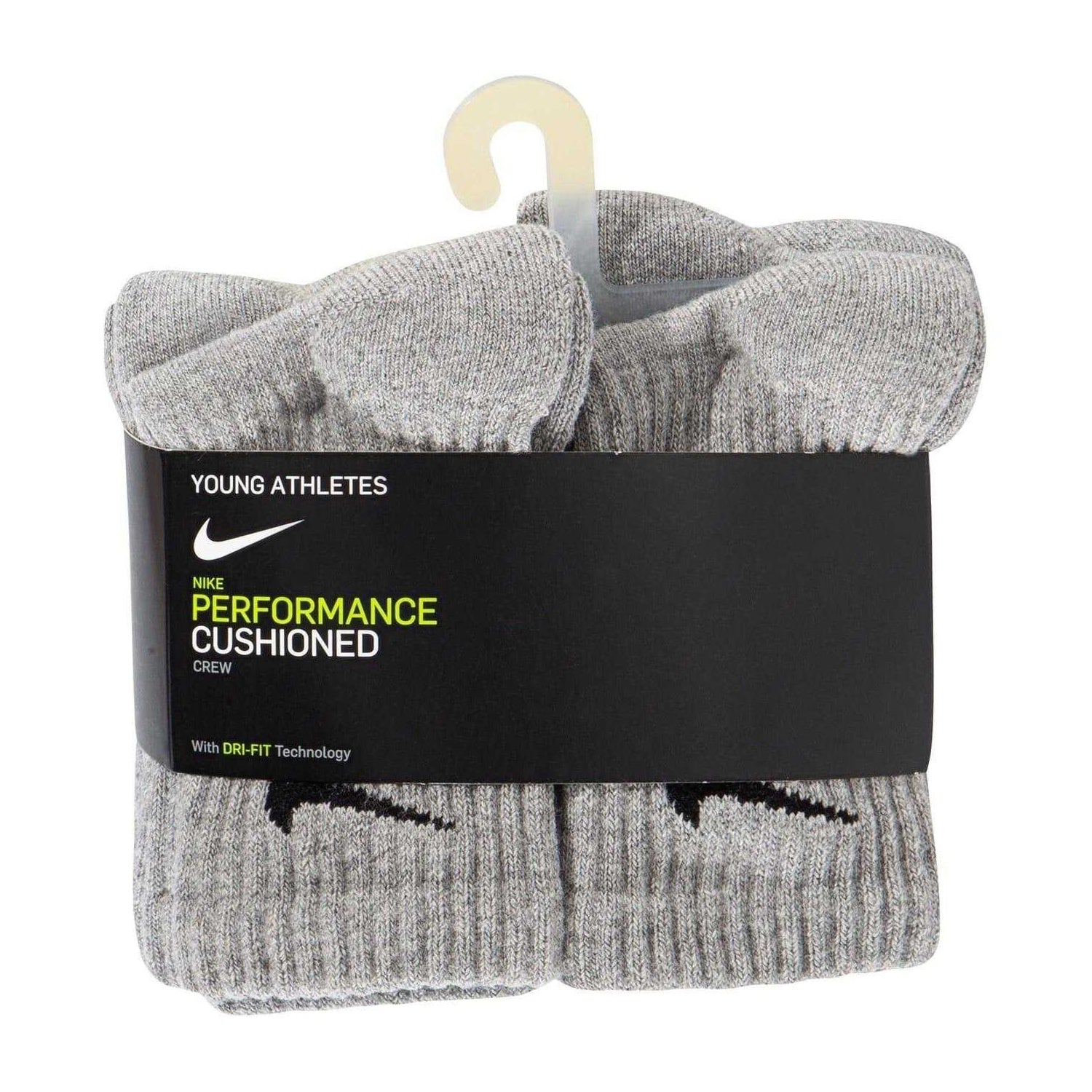 Dark Grey Heather - Side - Nike Childrens-Kids Crew Socks (Pack of 6)