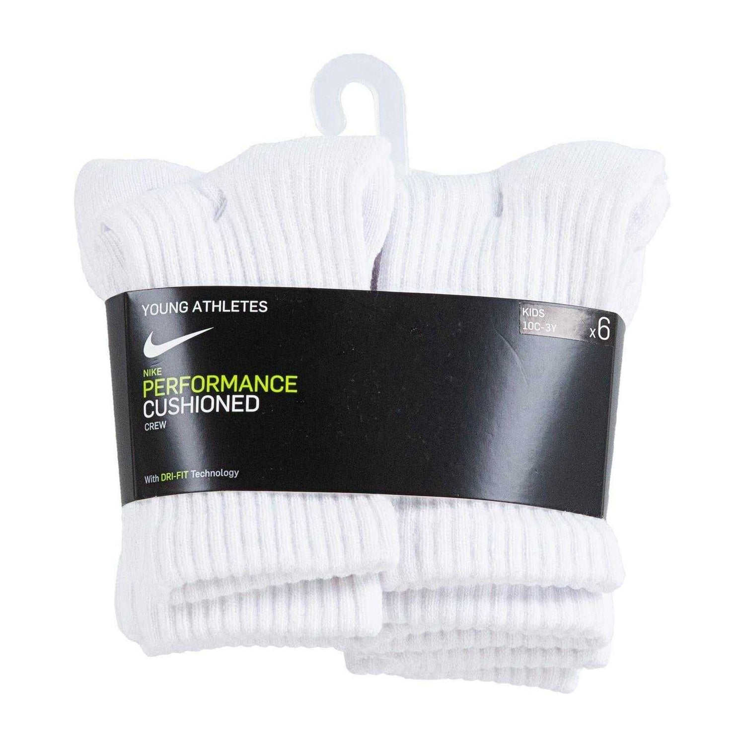 White - Side - Nike Childrens-Kids Crew Socks (Pack of 6)