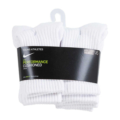 White - Side - Nike Childrens-Kids Crew Socks (Pack of 6)