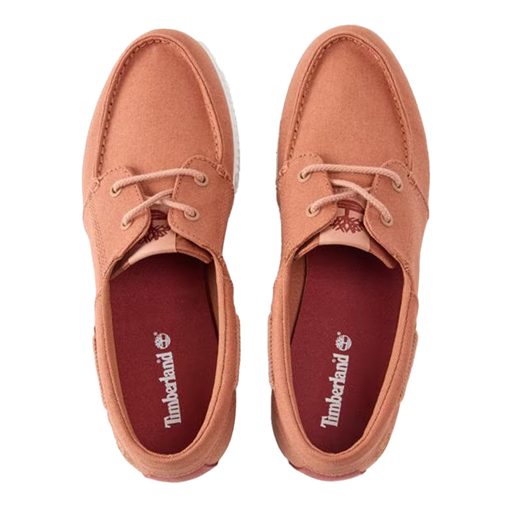 Rust - Side - Timberland Mens Canvas Flat Boat Shoes