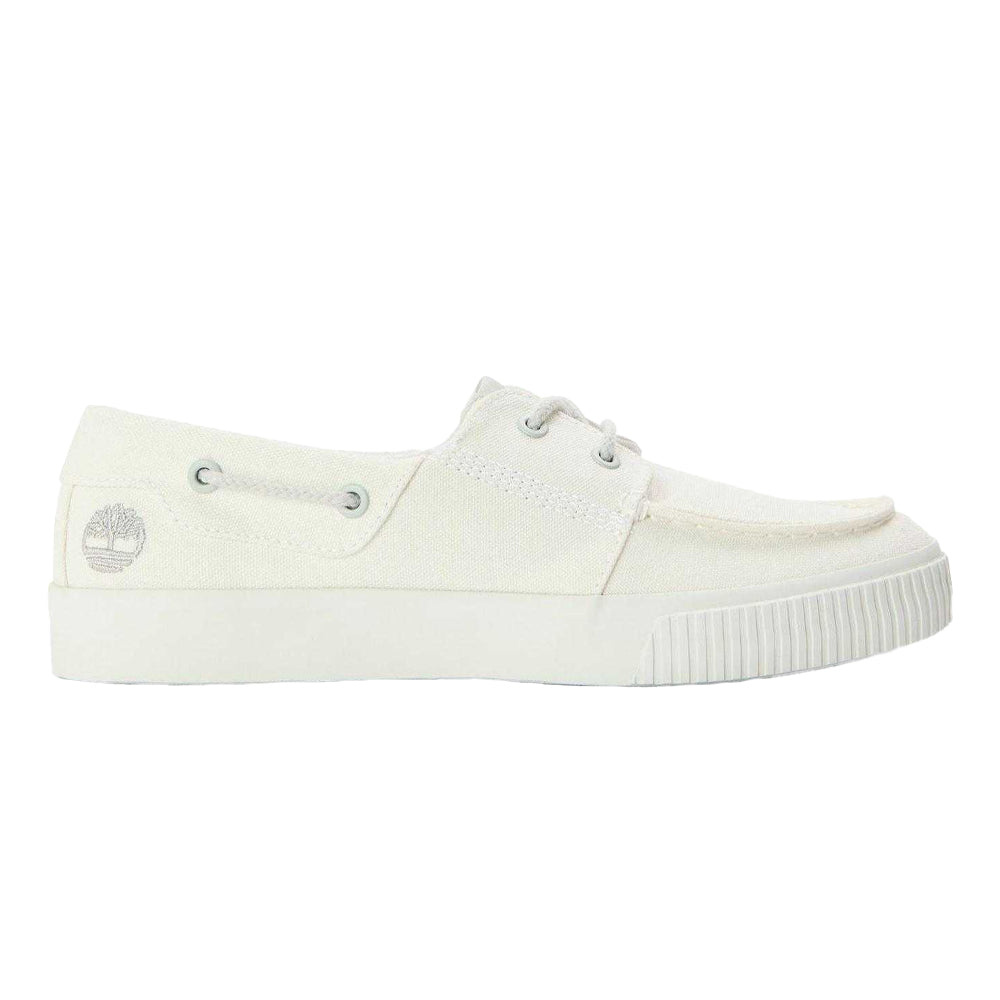 White - Front - Timberland Mens Canvas Flat Boat Shoes