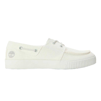 White - Front - Timberland Mens Canvas Flat Boat Shoes