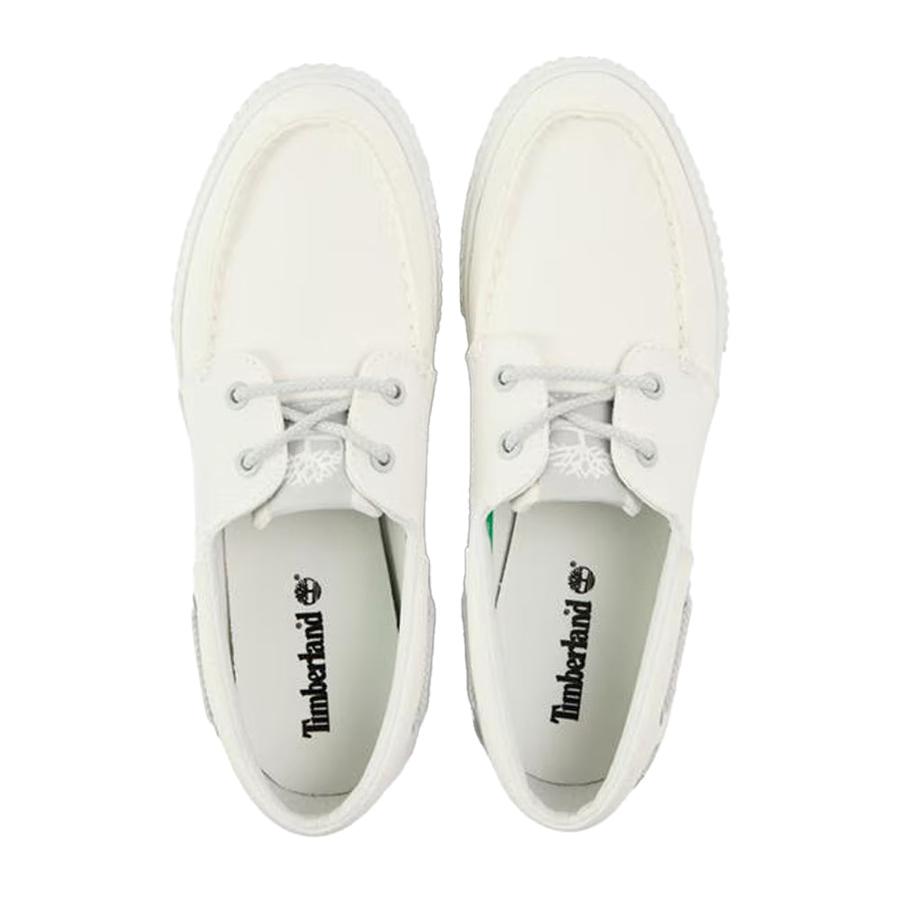White - Side - Timberland Mens Canvas Flat Boat Shoes