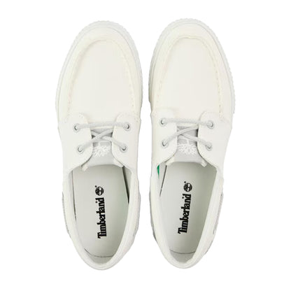 White - Side - Timberland Mens Canvas Flat Boat Shoes