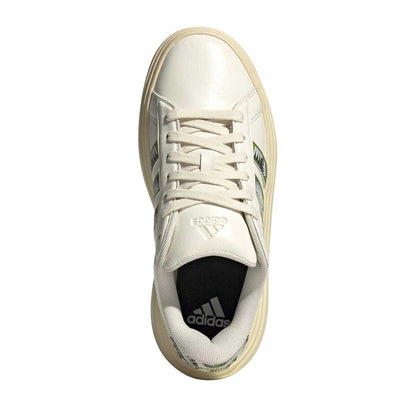 White-Green - Lifestyle - Adidas Womens-Ladies Grand Court Foliage Platform Trainers