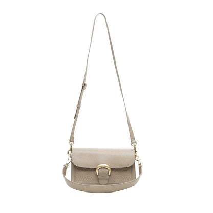 Dark Stone - Front - Biba Sienna Embossed Leather Crossbody Bag