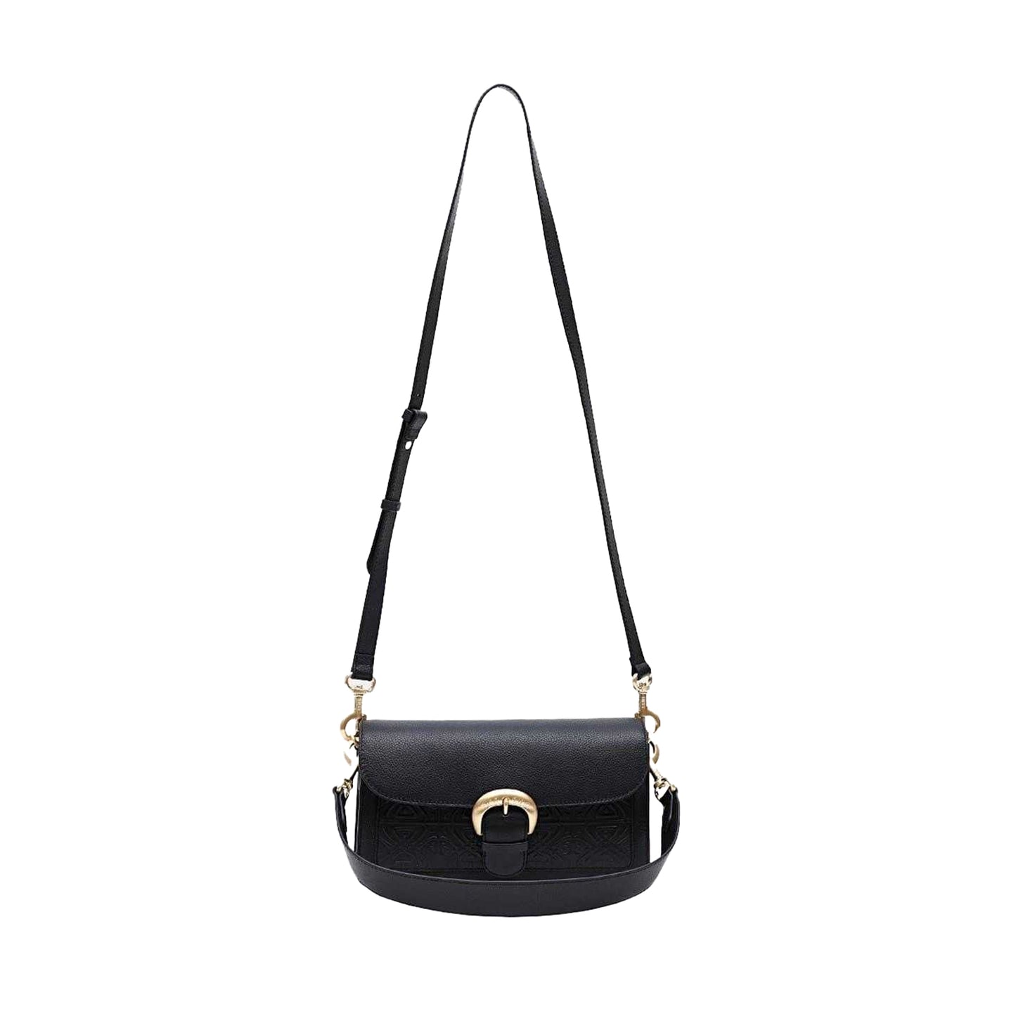 Black - Front - Biba Sienna Embossed Leather Crossbody Bag