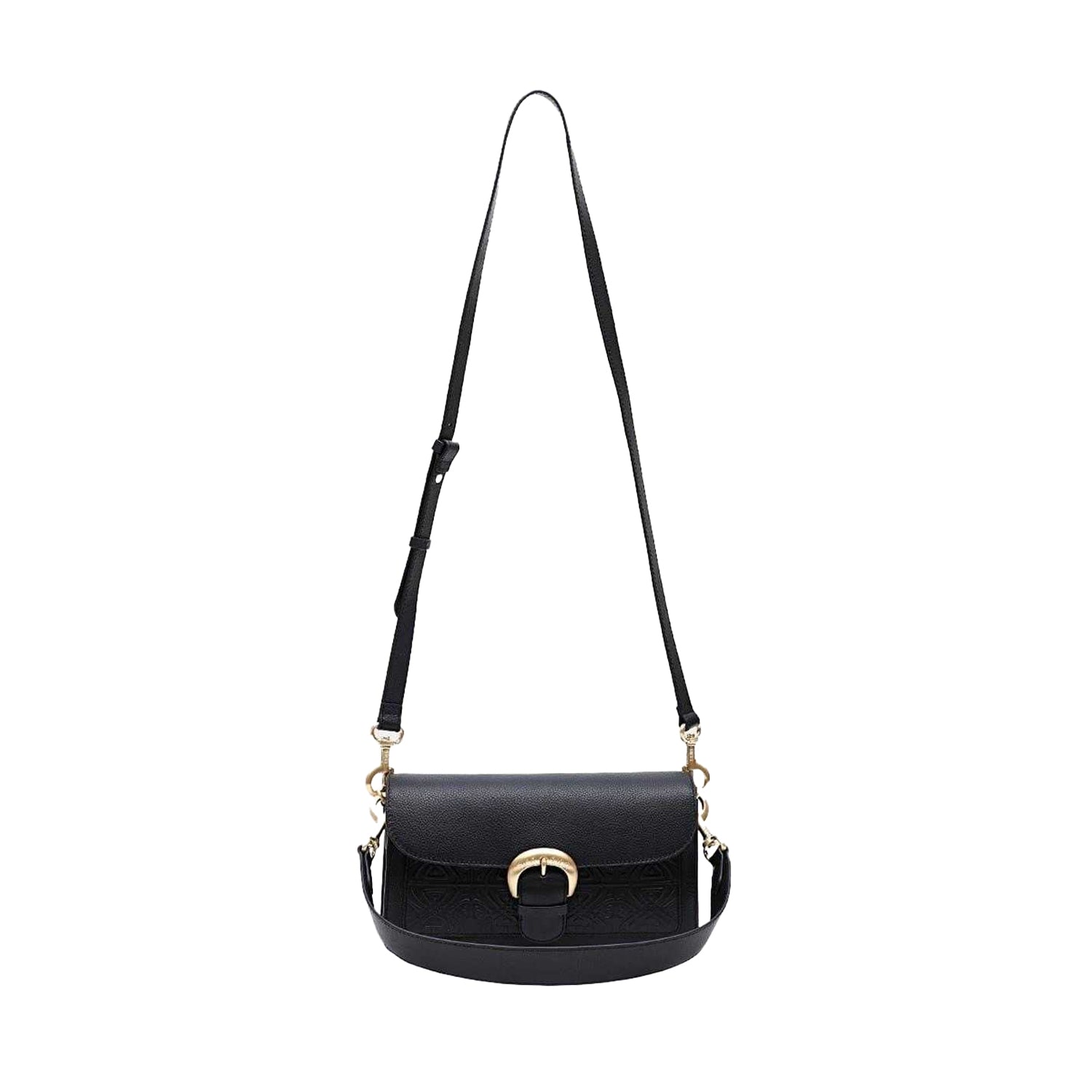 Black - Front - Biba Sienna Embossed Leather Crossbody Bag