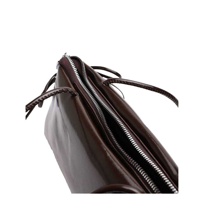 Dark Brown - Back - Where´s That From Plain Gloss Shoulder Bag