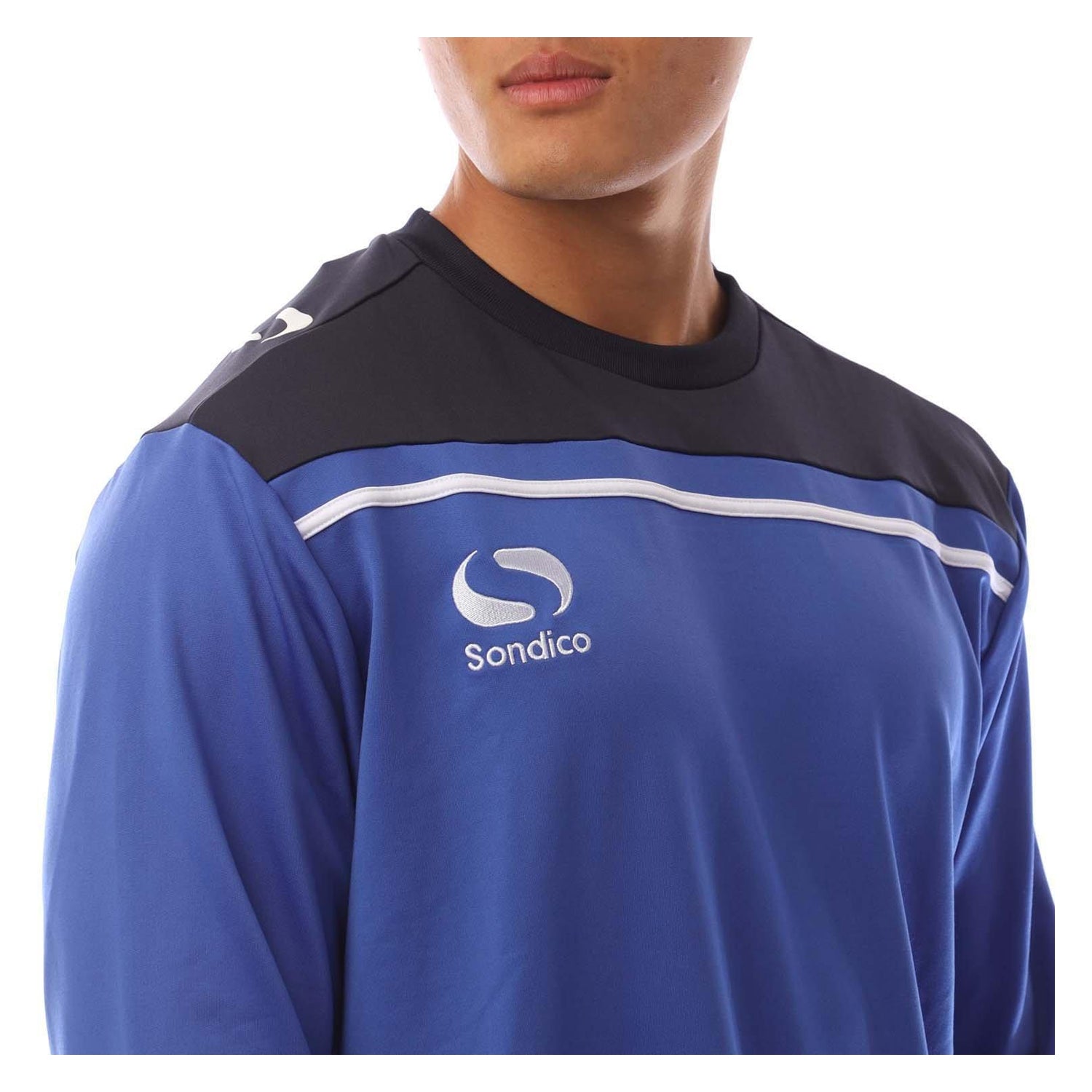Royal Blue-Navy - Side - Sondico Mens Precision Striped Long-Sleeved Sweatshirt
