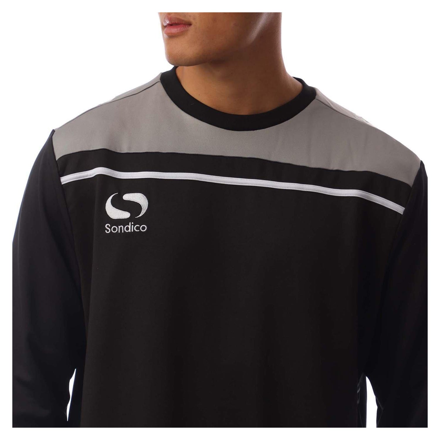 Black-Charcoal - Side - Sondico Mens Precision Striped Long-Sleeved Sweatshirt